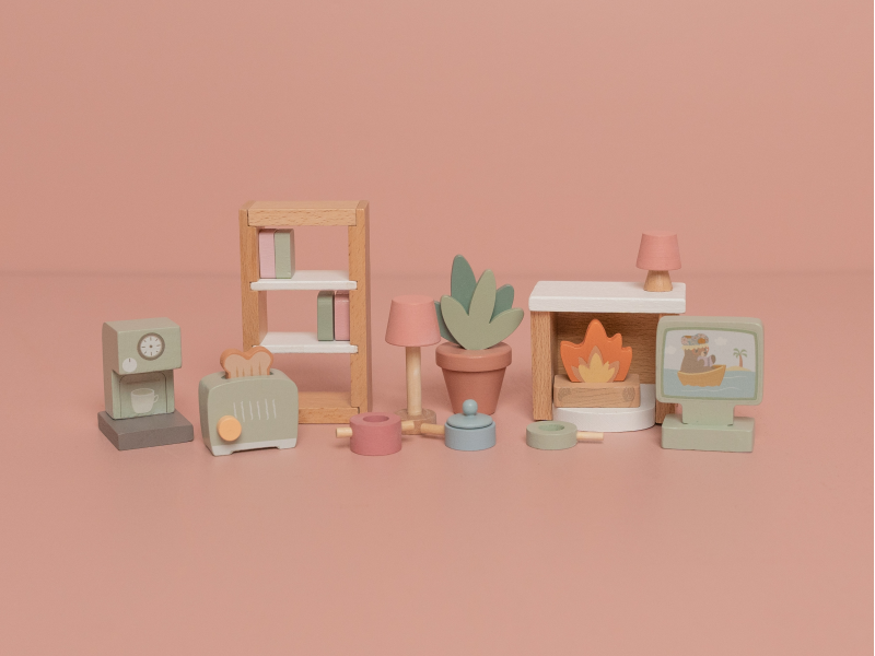 Sada doplňků do domečku pro panenky dřevěná