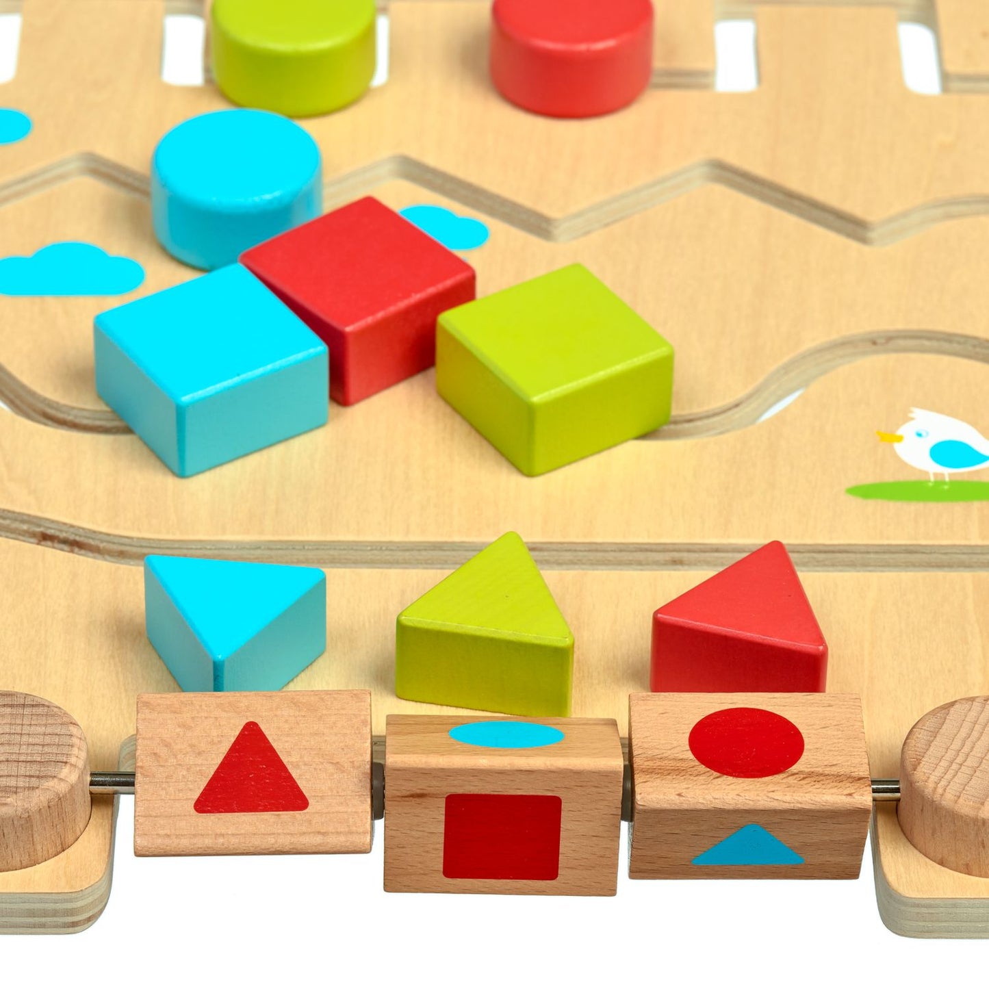 Geometrické tvary s předlohami - dřevěné bludiště