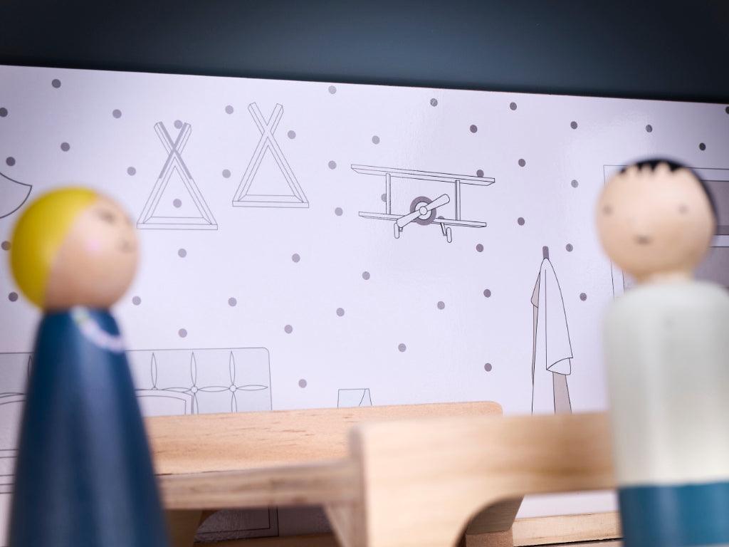 Dřevěný domeček pro panenky s nábytkem 80cm