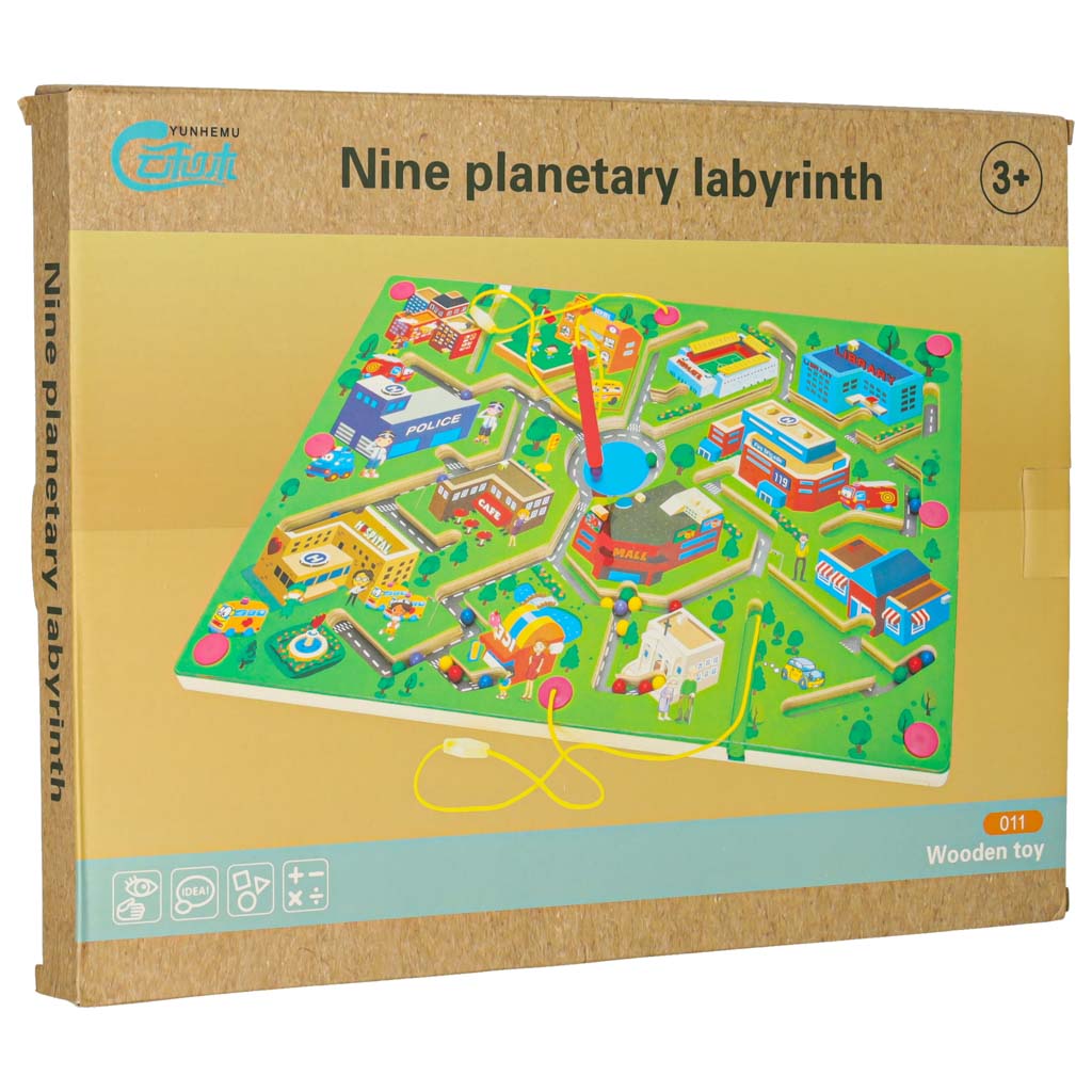 Magnetická hra – Dřevěný labyrint MĚSTO pro 2 hráče