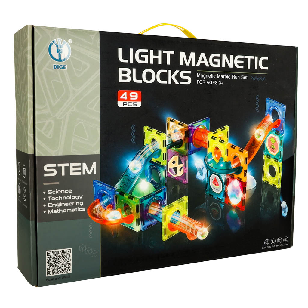 Svítící magnetická kuličková dráha 49 kusů