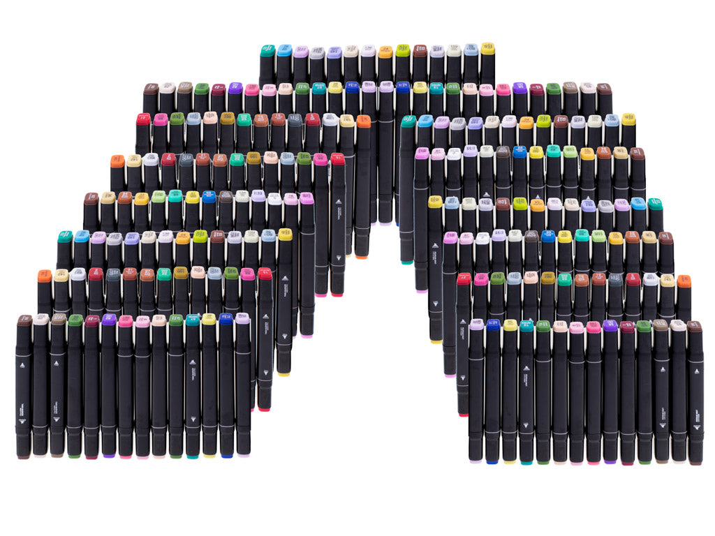 Oboustranné alkoholové fixy – sada 168 ks v praktickém pouzdře