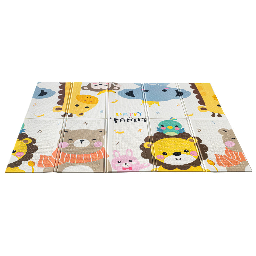 Vzdělávací skládací oboustranná pěnová podložka 179x198 zvířata/ulice
