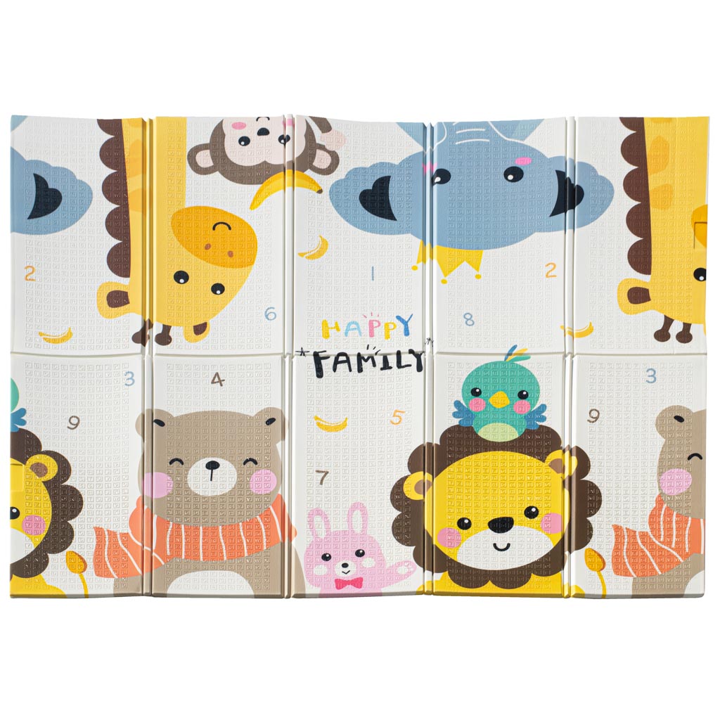 Vzdělávací skládací oboustranná pěnová podložka 179x198 zvířata/ulice