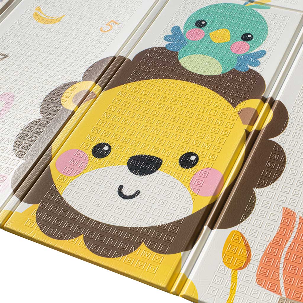 Vzdělávací skládací oboustranná pěnová podložka 179x198 zvířata/ulice