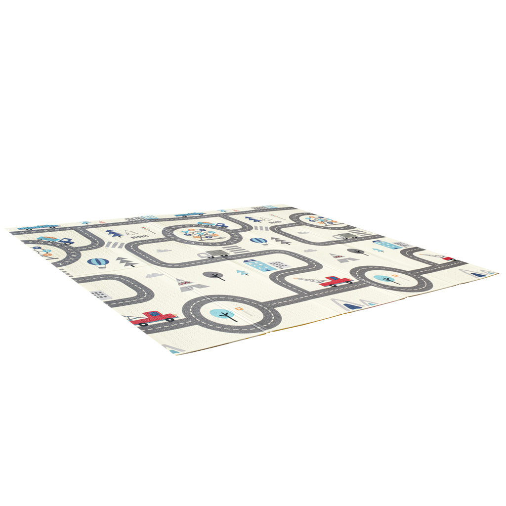 Vzdělávací skládací oboustranná pěnová podložka 179x198 zvířata/ulice