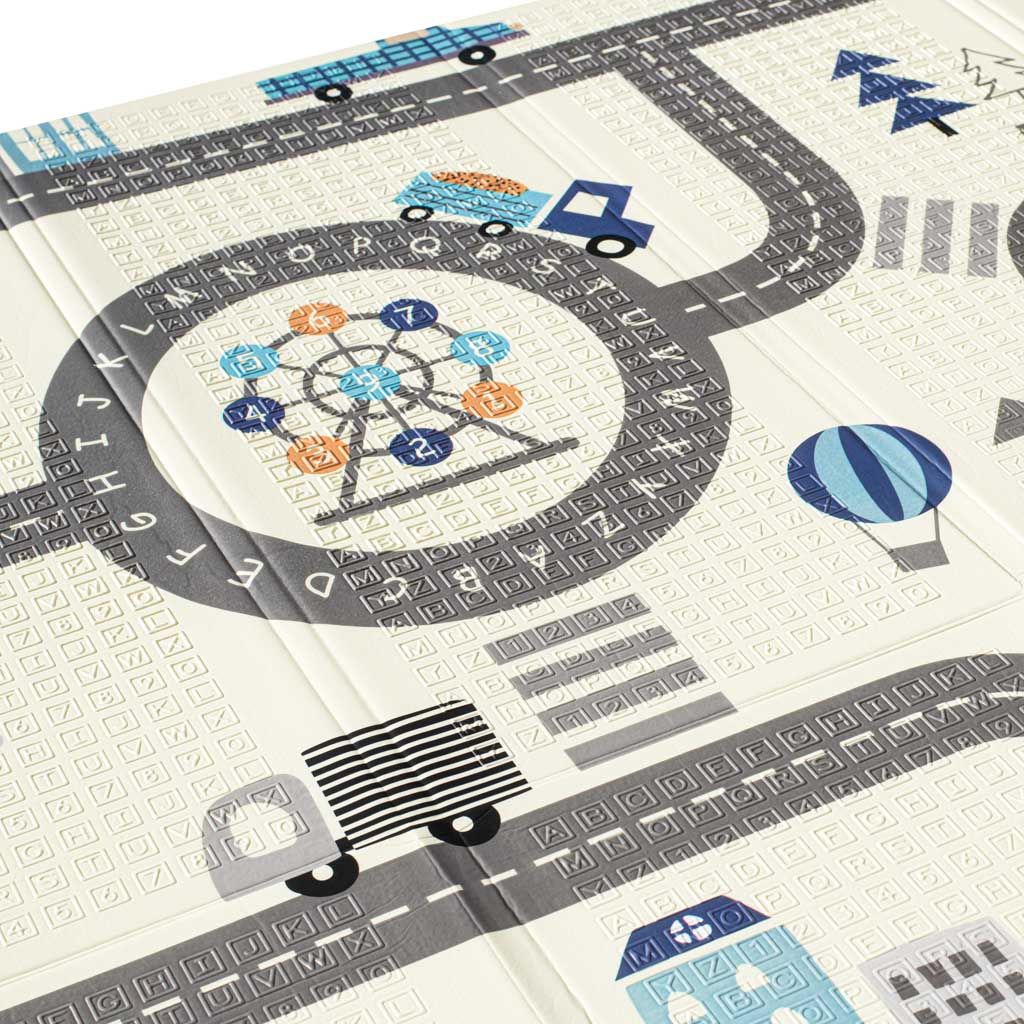 Vzdělávací skládací oboustranná pěnová podložka 179x198 zvířata/ulice