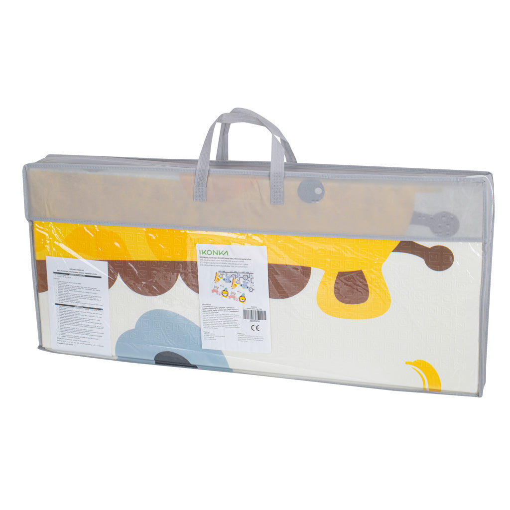 Vzdělávací skládací oboustranná pěnová podložka 179x198 zvířata/ulice