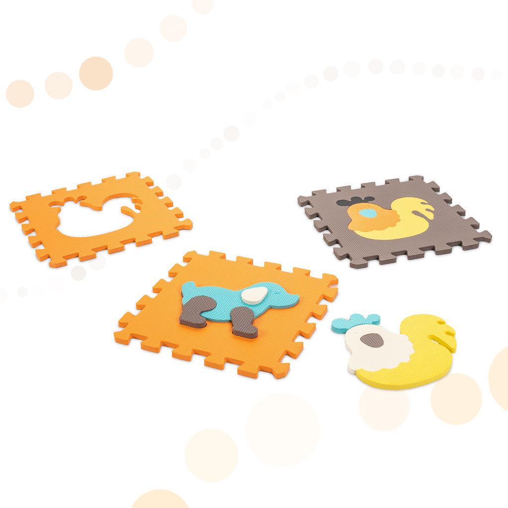 Barevná pěnová podložka z puzzle dílků s motivem zvířátek 114x114cm - 25 ks