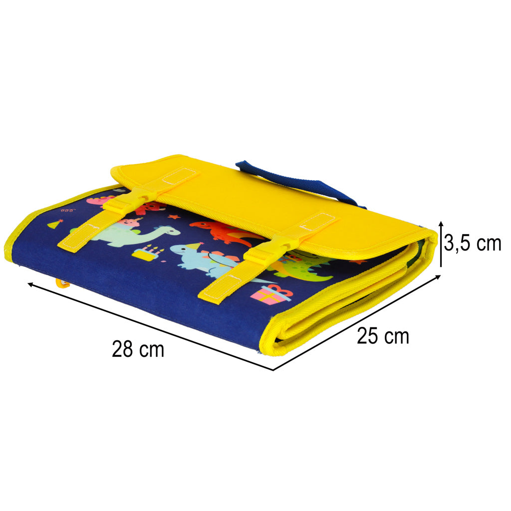 Modrá senzorická Montessori tabule – kufřík a batoh 2v1