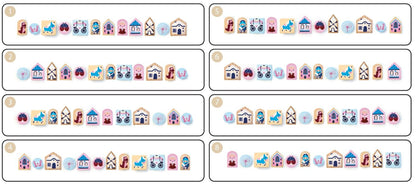 CUBIKA Pastel 16013 Navlékací pohádka - navlékací set - 13 dřevěných dílů a 8 předloh