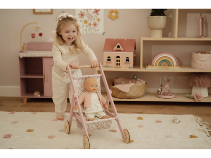 Kočárek pro panenky golfky dřevěné Pink