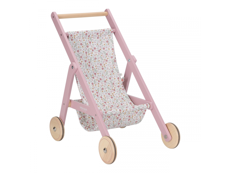 Kočárek pro panenky golfky dřevěné Pink