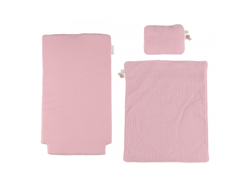 Kočárek pro panenky dřevěný s peřinkou Pink