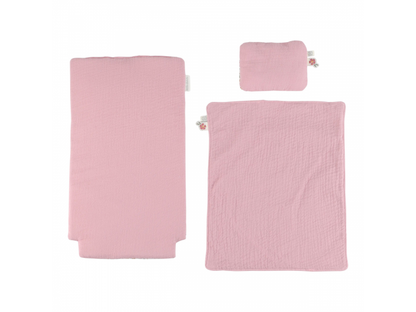 Kočárek pro panenky dřevěný s peřinkou Pink