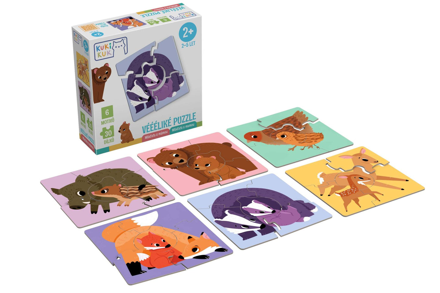 KukiKuk Véééliké puzzle Mláďata s mámou
