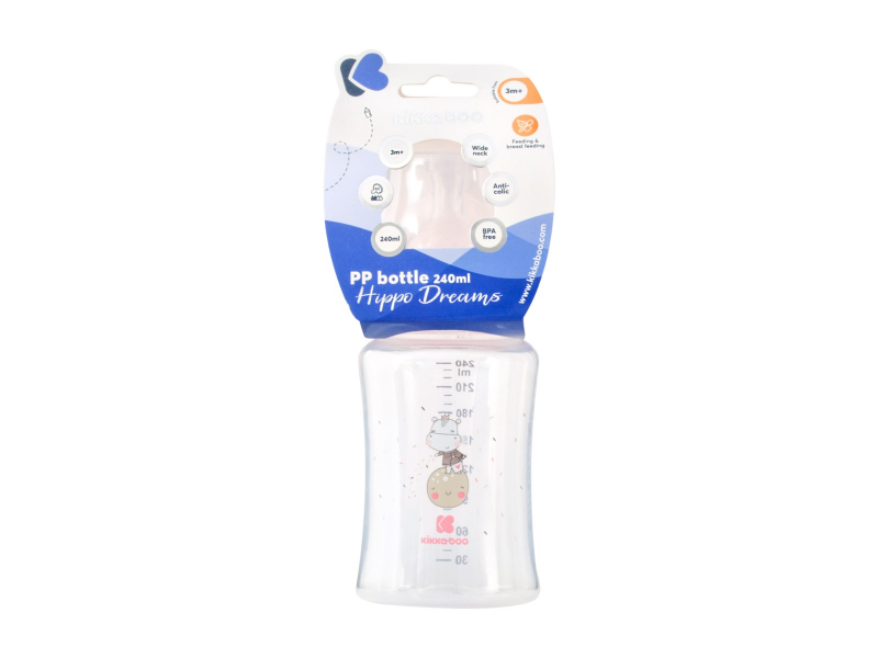 Kojenecká láhev 240ml 3m+ Hippo Dreams Pink