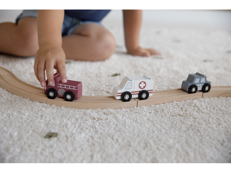 Vláčkodráha dřevěná - Set autíček