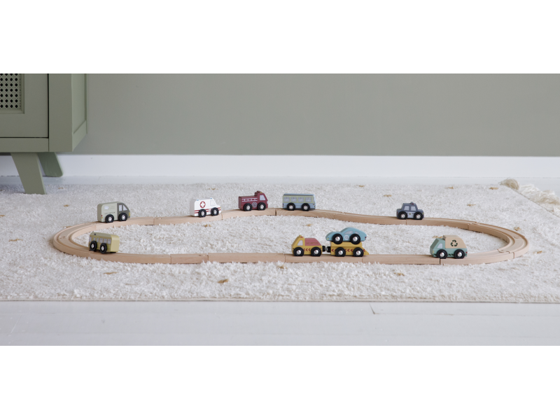 Vláčkodráha dřevěná - Set autíček