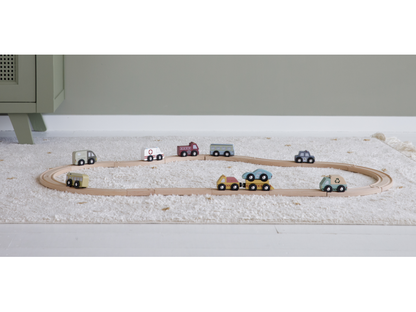 Vláčkodráha dřevěná - Set autíček