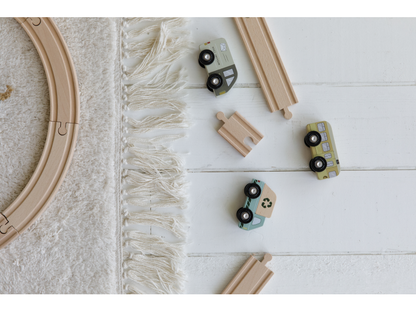 Vláčkodráha dřevěná - Set autíček