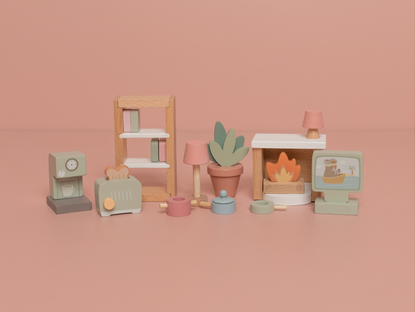 Sada doplňků do domečku pro panenky dřevěná