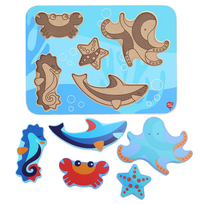 Lucy & Leo 227 Mořští živočichové - dřevěné vkládací puzzle 6 dílů