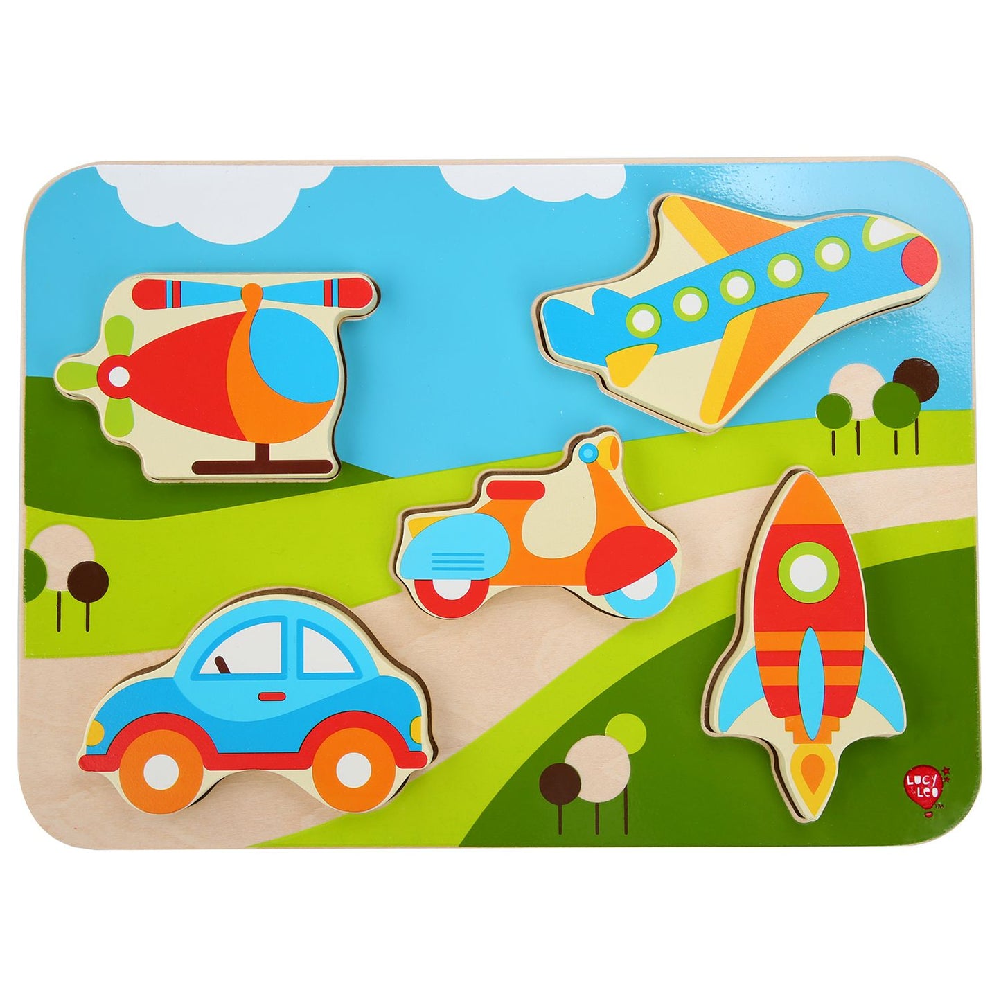 Lucy & Leo 229 Dopravní prostředky - dřevěné vkládací puzzle 6 dílů