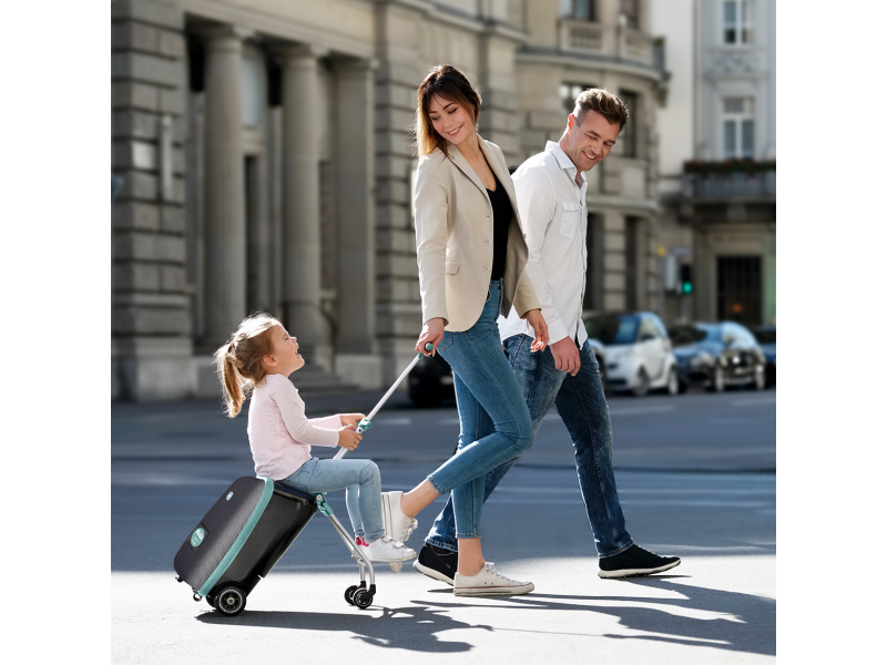 Kufr na kolečkách se sedátkem Eazy Green Blue