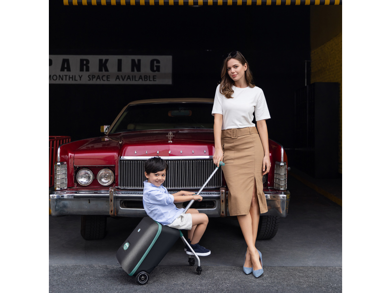 Kufr na kolečkách se sedátkem Eazy Green Blue