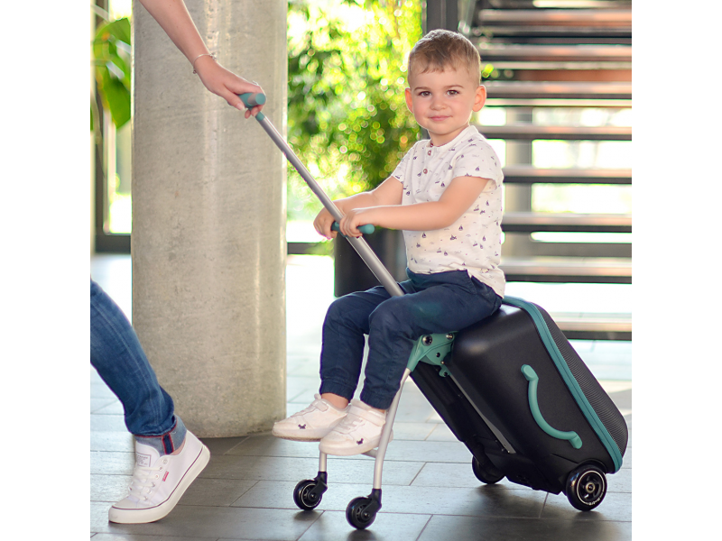 Kufr na kolečkách se sedátkem Eazy Green Blue