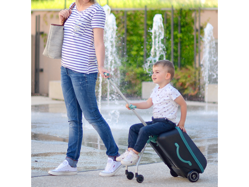 Kufr na kolečkách se sedátkem Eazy Green Blue