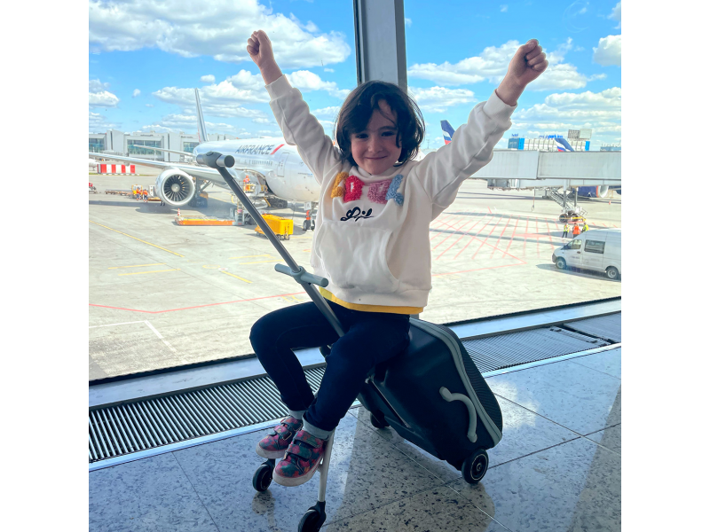 Kufr na kolečkách se sedátkem Eazy Green Blue