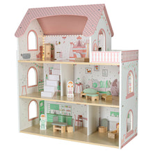 Dřevěný domeček pro panenky LULILO Peonio 70 cm – růžový s LED osvětlením