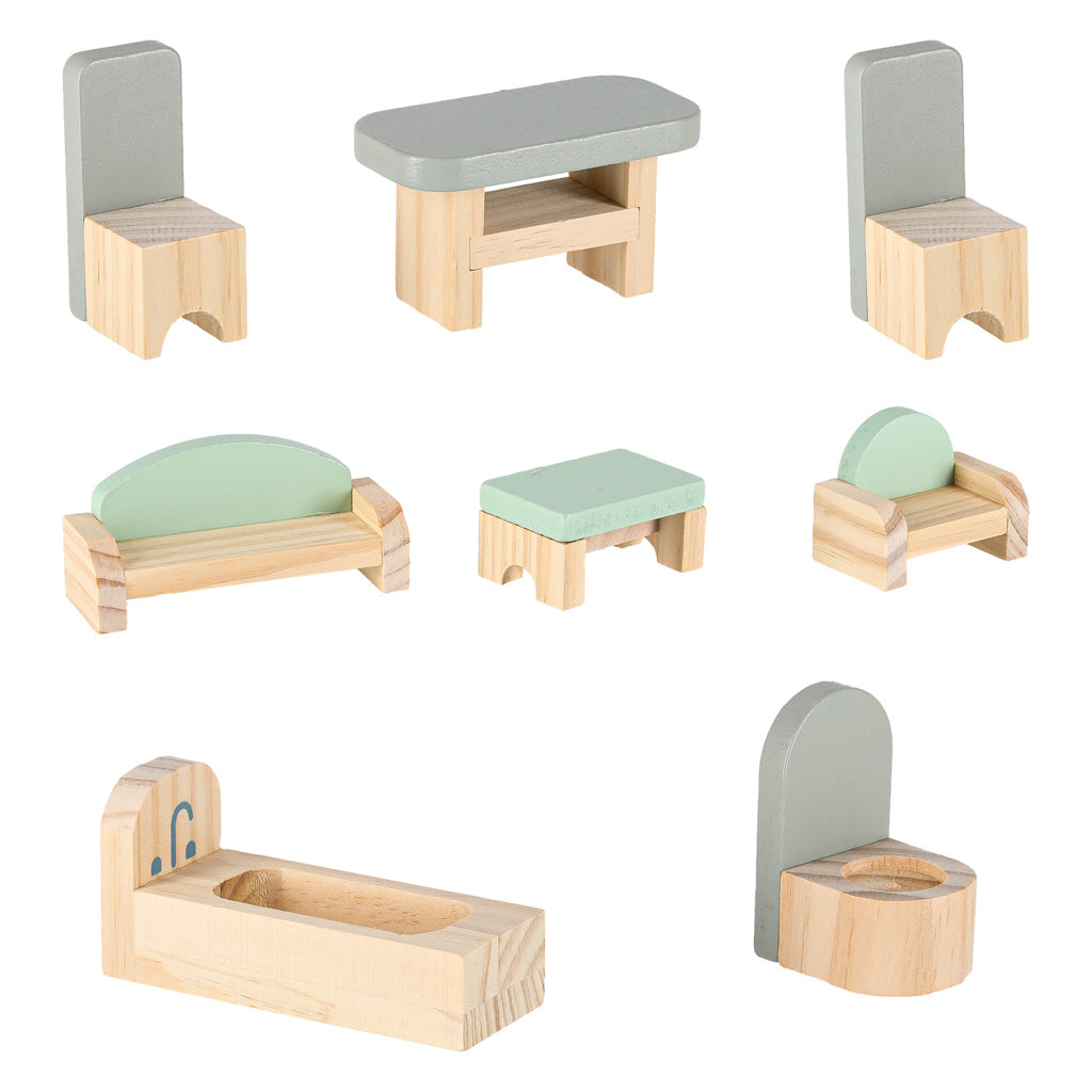 Dřevěný domeček pro panenky LULILO Peonio 70 cm – růžový s LED osvětlením