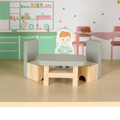 Dřevěný domeček pro panenky LULILO Peonio 70 cm – růžový s LED osvětlením