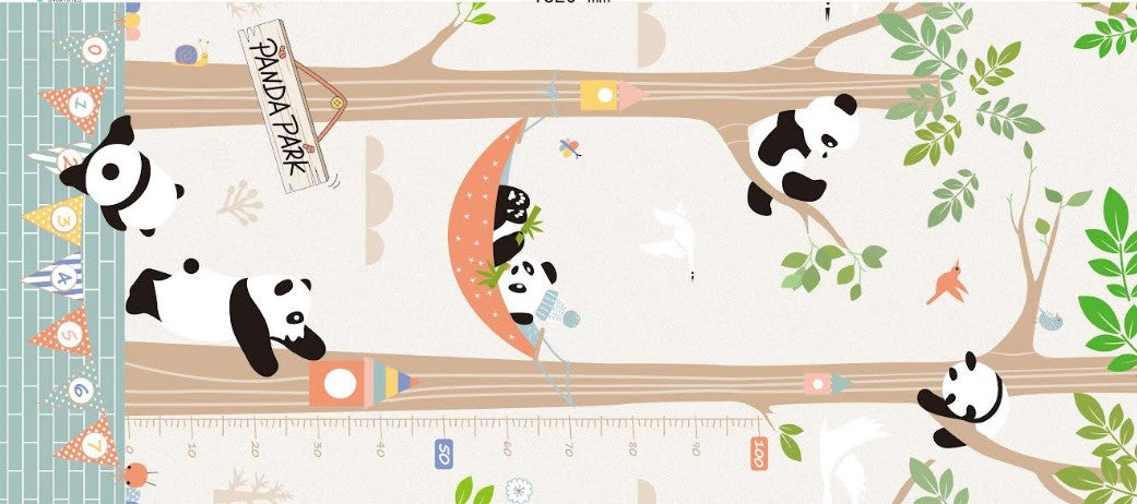 Vzdělávací pěnová podložka oboustranná skládací – panda a ulice, 180 × 200 cm