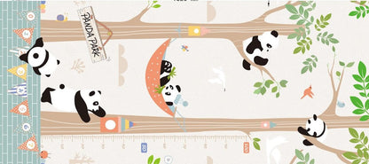 Vzdělávací pěnová podložka oboustranná skládací – panda a ulice, 180 × 200 cm