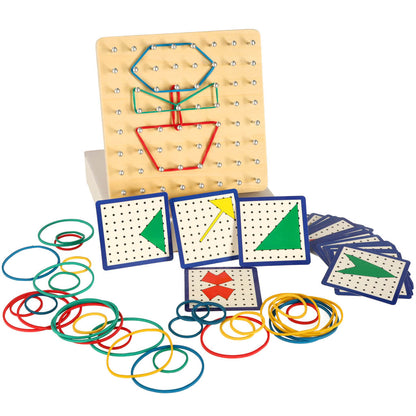 Dřevěná skládačka s gumičkami Geoboard Geoplan