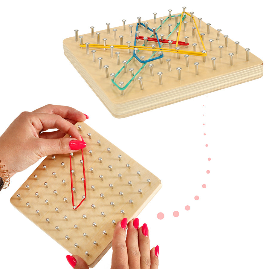 Dřevěná skládačka s gumičkami Geoboard Geoplan