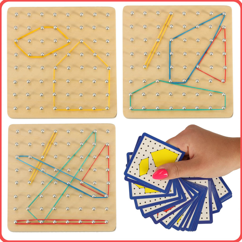 Dřevěná skládačka s gumičkami Geoboard Geoplan