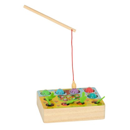 Dřevěná Montessori hra – lovení rybiček, červíků a mrkviček