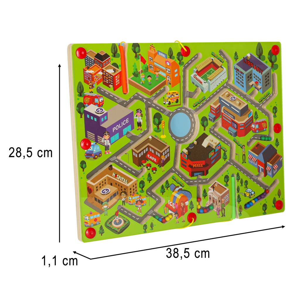 Magnetická hra – Dřevěný labyrint MĚSTO pro 2 hráče