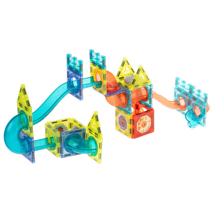 Magnetická stavebnice – kuličková dráha s LED prvky, 75 dílů