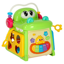 Vzdělávací kostka krokodýl 4v1 – s piánkem, sortérem a kolečky