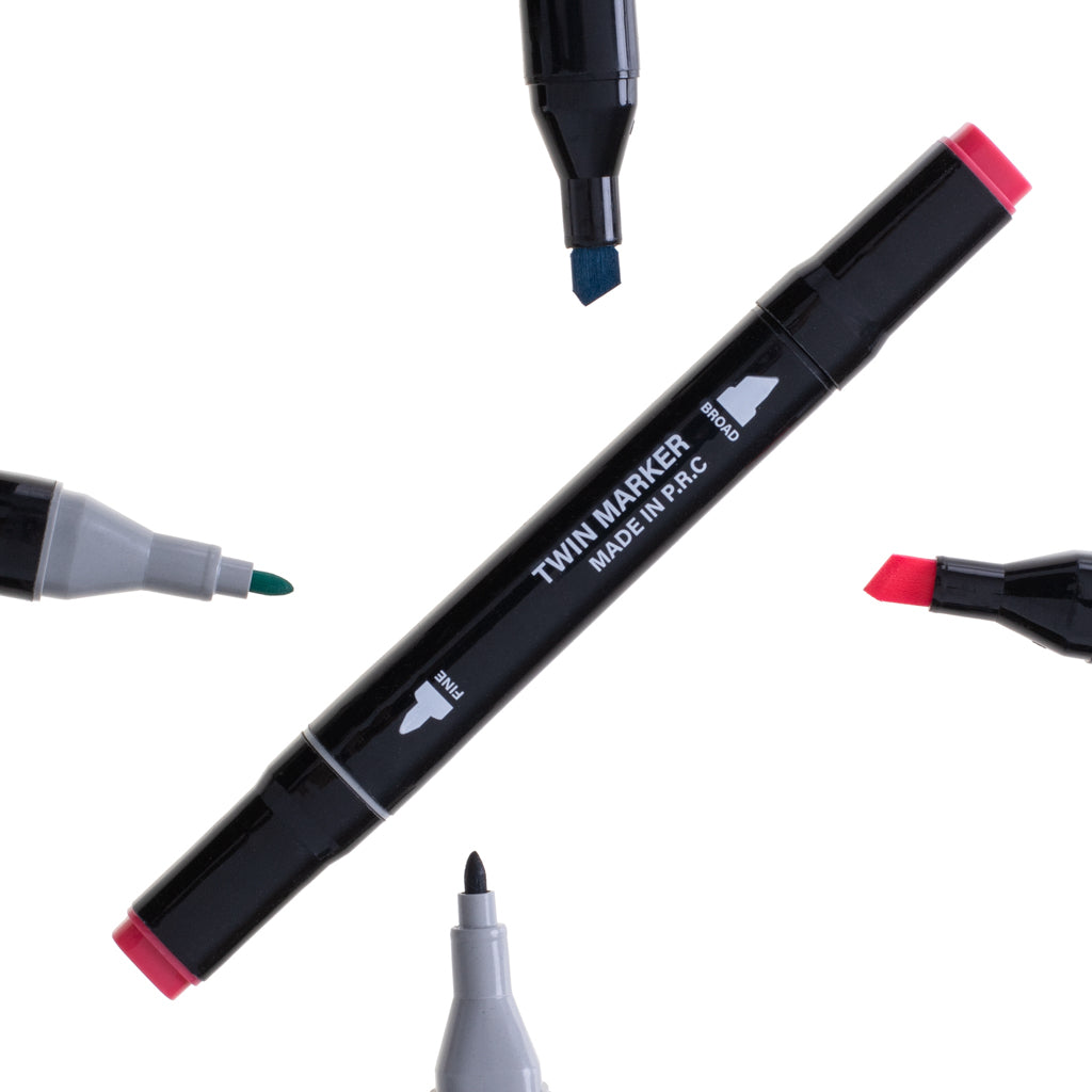 Oboustranné alkoholové fixy v pouzdře – 80 barev + plastový stojánek