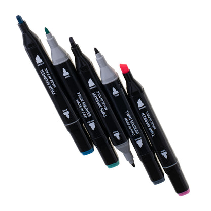 Oboustranné alkoholové fixy v pouzdře – 80 barev + plastový stojánek