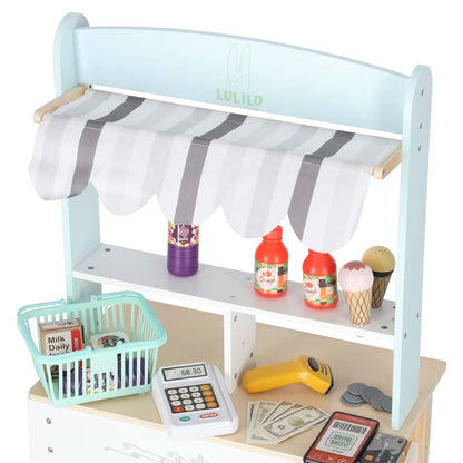 Dřevěný trh LULILO Melo – supermarket s pokladnou