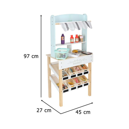 Dřevěný trh LULILO Melo – supermarket s pokladnou