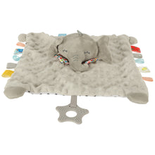 Senzorická šusticí hračka – slon s barevnými štítky a kousátkem